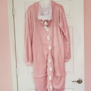 Pink dinosaur onesie